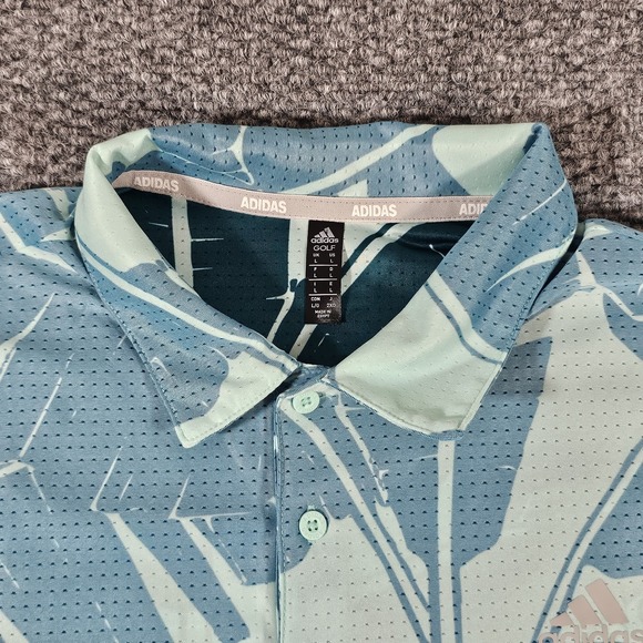 Adidas Polo Shirt Mens‎ Large Blue Golfer Golf Golfing Short Sleeve Stretch - Picture 5 of 8